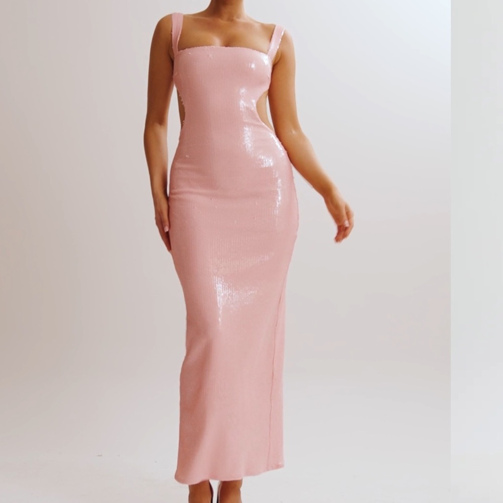 Meshki pink Andoria  Sequin cut out maxi  Dress